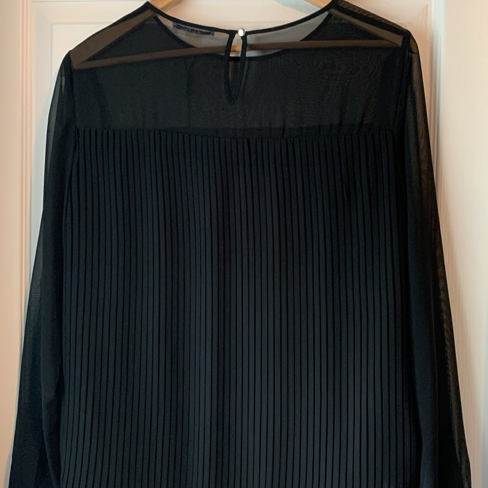 Calvin Klein sheer sleeve pleated top